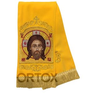 Закладка для Євангелія з іконою Спаса Нерукотворного, бахроми, 160х14,5 см