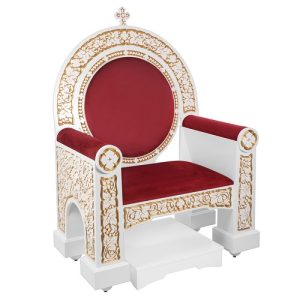 Архієрейський трон Володимирський білий із золотом (патина), 104х70х149 см
