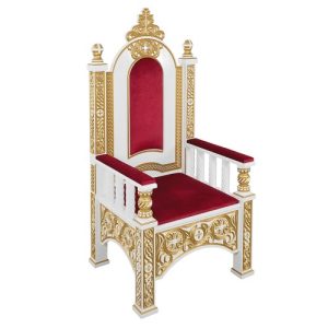 Архієрейський трон Ярославський, білий із золотом (патина), 78х72х160 см