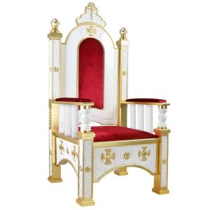 Архієрейський трон Ярославський білий із золотом (поталь), 78х72х160 см