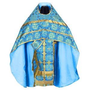 Ієрейське вбрання, шовк Горненський, блакитне із золотом