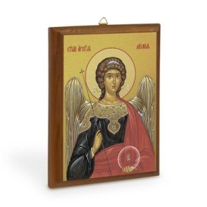 Ікона Архангела Михайла на дерев'яній основі, колір кипарис, на полотні із позолоченням
