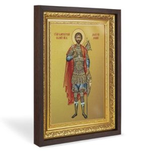 Ікона благовірного великого князя Димитрія Донського, у широкому багеті, колір темний дуб, на полотні, із позолоченням