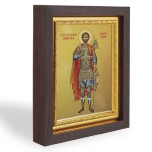 Ікона благовірного великого князя Димитрія Донського, у вузькому багеті, колір темний дуб, на полотні, із позолоченням