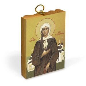 Ікона блаженної Ксенії Петербурзької на дерев'яній основі, на полотні із позолоченням