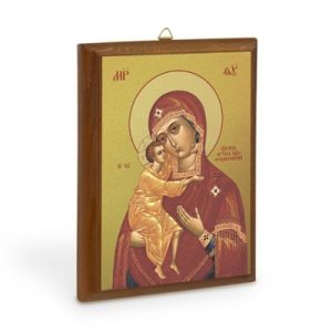 Ікона Божої Матері Феодорівська на дерев'яній основі, колір кипарис, на полотні із позолоченням