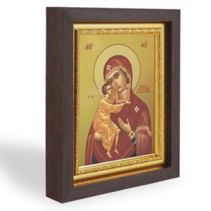 Ікона Божої Матері Феодорівська, у вузькому багеті, колір темний дуб, на полотні, із позолоченням