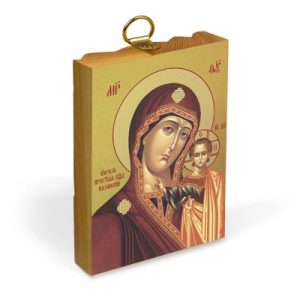 Ікона Божої Матері Казанська на дерев'яній основі, на полотні із позолоченням