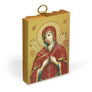 Ікона Божої Матері Пом'якшення злих сердець на дерев'яній основі, на полотні із позолоченням