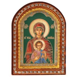 Ікона настільна Божої Матері Почутниця (Зографська), пластикова рамка, 6,4х8,6 см, 55-0117