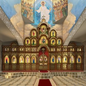 Іконостас чотириярусний (м. Омськ), колір кипарис із золотом (поталь), 1195х777х47,9 см.