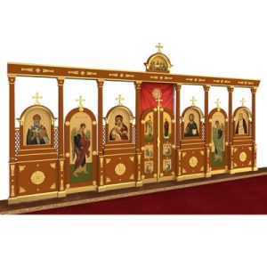 Іконостас Грецький одноярусний, колір кипарис із золотом (поталь), 620х315х16 см