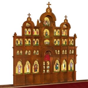 Іконостас дерев'яний Романівський чотириярусний, колір кипарис, 704х765х47 см