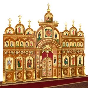 Іконостас Різдвяний чотириярусний, колір кипарис із золотом (поталь), 848,5х763х53 см