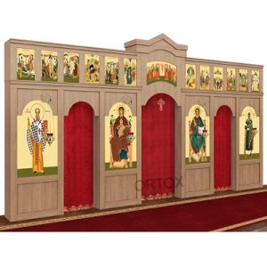 Іконостас Самарський двоярусний, колір дуб честерфілд, 608х40х345 см
