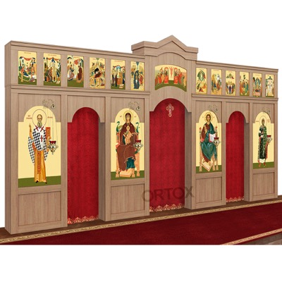 Іконостас Самарський двоярусний, колір дуб честерфілд, 608х40х345 см