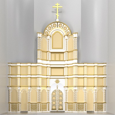 Іконостас шестиярусний (Тамбовська обл.), білий із золотом (поталь), 803х960х35 см