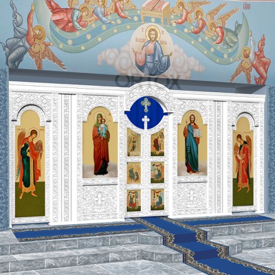 Іконостас Суздальський одноярусний (м. Волгоград), білий, 534х242, 6х20, 8 см