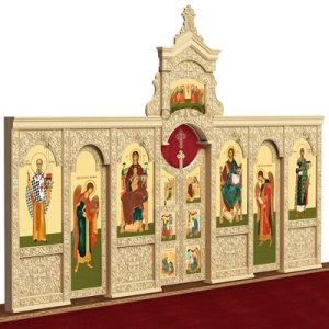 Іконостас дерев'яний Суздальський одноярусний, колір натуральне дерево, 608х378х25, 4 см