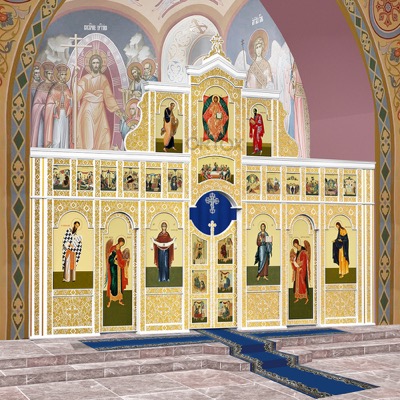 Іконостас Суздальський одноярусний (Воронезька область), білий із золотом (поталь), 663х494,7х20,8 см