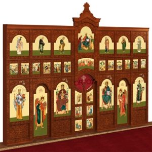 Іконостас дерев'яний Суздальський триярусний, колір кипарис, 608х483х25, 4 см