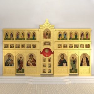 Іконостас триярусний (Іркутська обл.), колір золото (патина), 803х505,7х26 см.