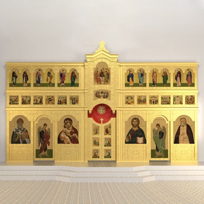Іконостас триярусний (Іркутська обл.), колір золото (патина), 803х505,7х26 см.