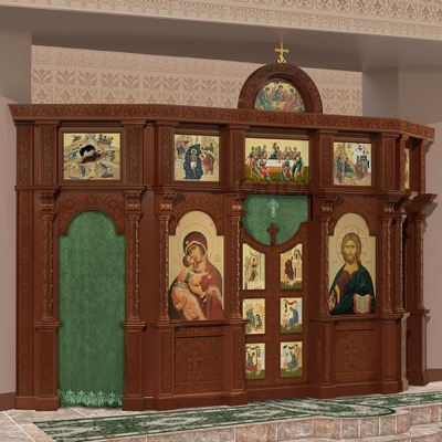 Іконостас Володимирський двоярусний (м. Кострома) темний, 573х389, 7х109, 2 см