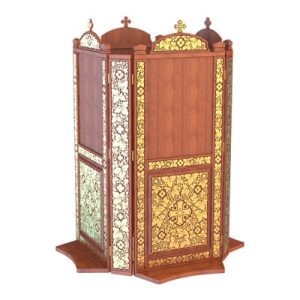 Кіот підлоговий Суздальський, колір кипарис із золотом (поталь), на 4 ікони.