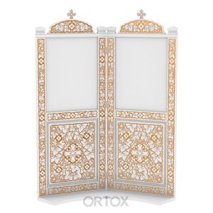 Кіот підлоговий Суздальський білий із золотом (патина), два модулі