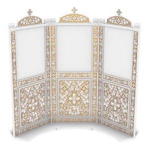 Кіот підлоговий Суздальський білий із золотом (патина), три модулі
