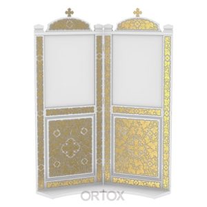 Кіот підлоговий Суздальський білий із золотом (поталь), два модулі