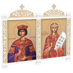 Кіот настінний Суздальський білий із золотом (патина), два модулі