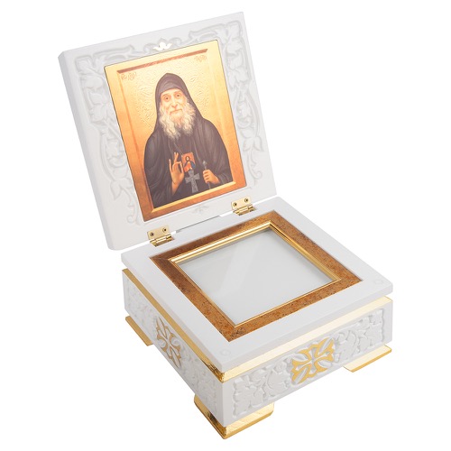 Ковчег для мощей Суздальський білий із золотом (поталь), 20х20х13 см