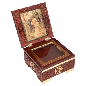 Ковчег для мощей Суздальський, колір кипарис із золотом (поталь), 20х20х13 см