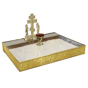 Кришка панахідного столу піскова, з литою Голгофою, 70х50 см