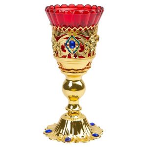Лампада настільна, цинковий сплав, каміння, колір під золото, 9х16 см