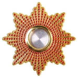 Мощевик врізний, цинковий сплав, червоне каміння, Ø 76/20 мм
