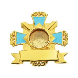 Мощевик накладний срібний у позолоті з блакитною емаллю, 28 мм
