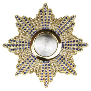 Мощевик врізний, цинковий сплав, сині та білі камені,Ø 76/20 мм