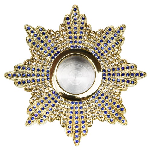 Мощевик врізний, цинковий сплав, сині та білі камені,Ø 76/20 мм