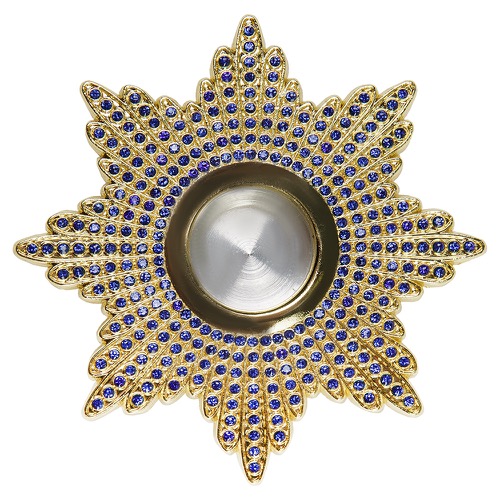 Мощевик врізний, цинковий сплав, сині камені, Ø 76/20 мм