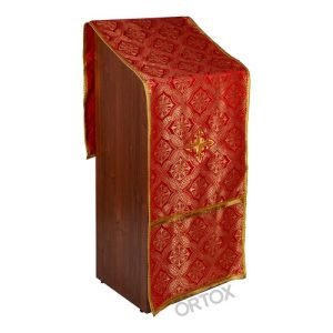 Накидка на аналою Хрест, шовк Лавр, золота тасьма, бахрома, 57х204 см, 3-3576