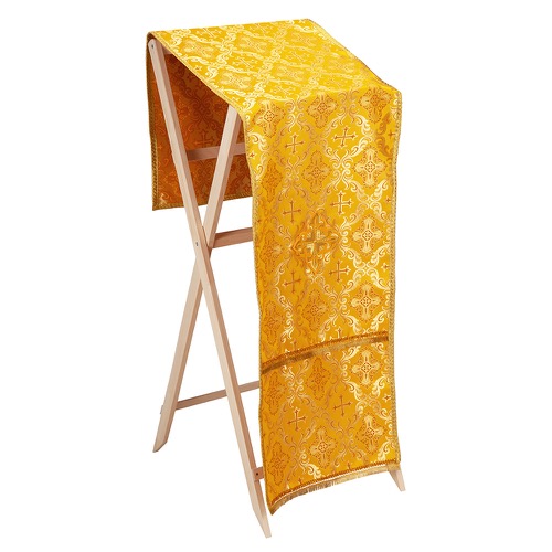 Накидка на аналою Хрест, шовк Миколаївський, жовта із золотом, 45,5х200 см