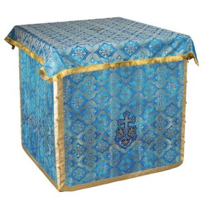 Взуття на престол з пеленою, шовк Лавр, блакитне