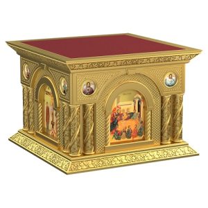 Хмара на престол Романівська з іконами, колір золото, 140х140х105 см