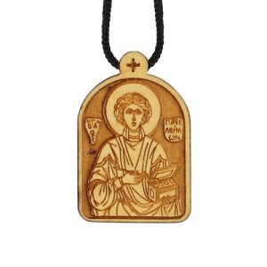 Зразок дерев'яний з ликом святого цілителя Пантелеимона.