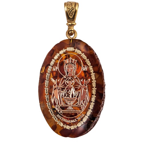 Зразок натільний з ликом Божої Матері Чаша невпинна, овальної форми, 2х3 см
