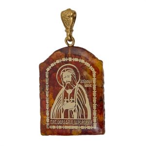 Зразок натільний з ликом Серафима Саровського, арочної форми, 2,2х3,2 см