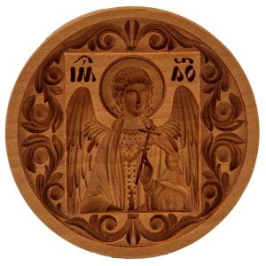 Друк для просфор з іконою Михайла Архангела, дерев'яна